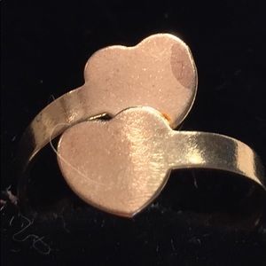 Two Heart💕 GoldTone Love Ring 7.8